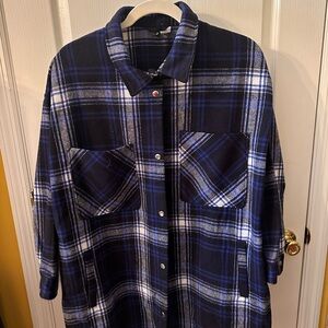 H&M Navy and White Checkered Shirt